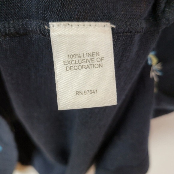 J. Jill Womens Embroidered Linen Floral Tunic Top Size Large Blue Lightweight - Picture 3 of 8